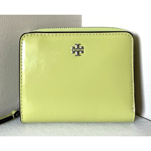 New Tory Burch Emerson Mini Patent Leather Wallet Candy Lime - Picture 1 of 5